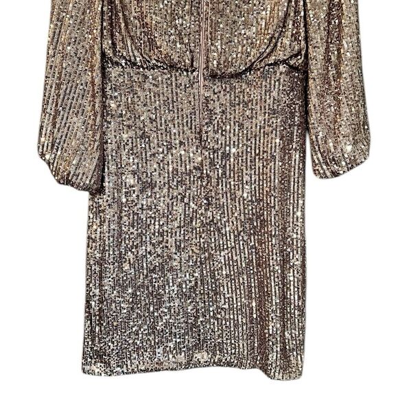 New Eliza J Long Sleeved Sequinned Dress Size 8 Color Rose Gold - Picture 7 of 13